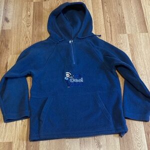 Blue Fleece Hoodie with Embroidered Design